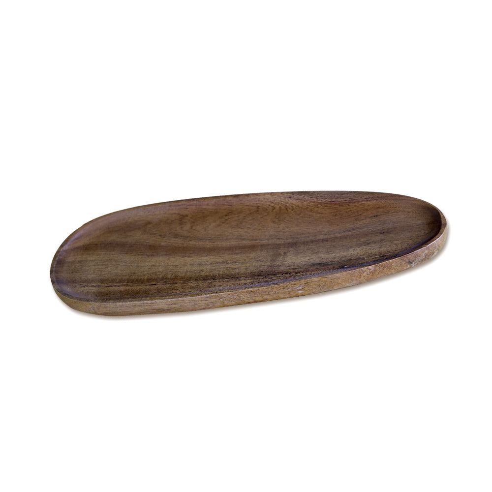 DECCARO Servierplatte Acacia, oval, mittelgroß aus braunem Akazienholz. Zeitloses, elegantes Design.