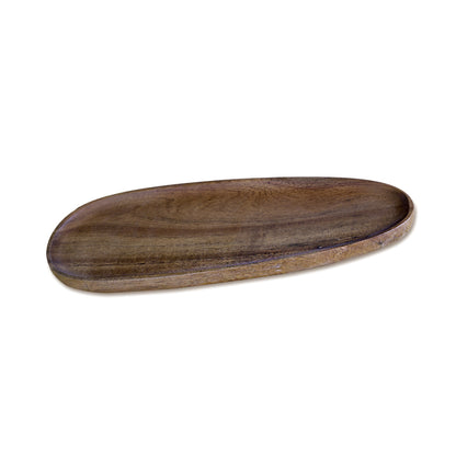 DECCARO Servierplatte Acacia, oval, mittelgroß aus braunem Akazienholz. Zeitloses, elegantes Design.