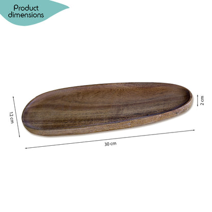 DECCARO Servierplatte Acacia, oval, mittelgroß aus braunem Akazienholz. Zeitloses, elegantes Design.