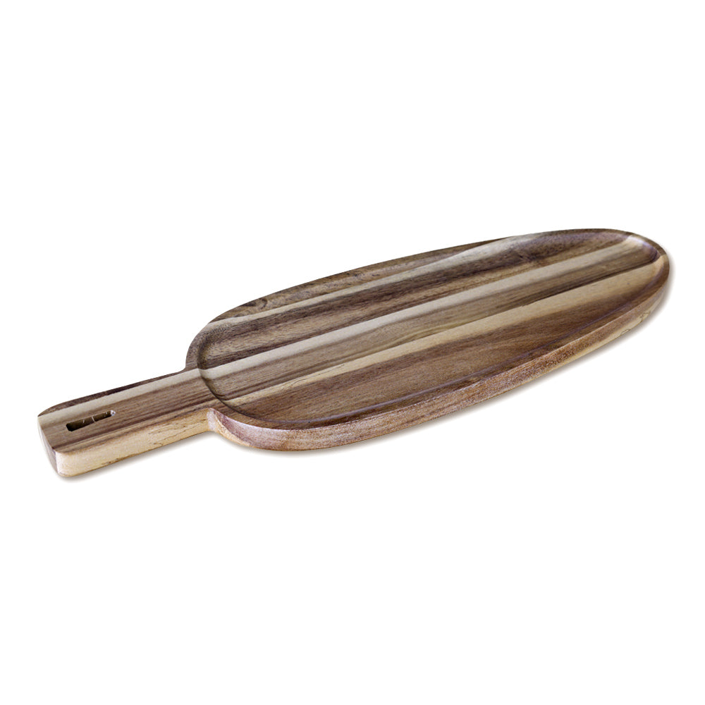 DECCARO Servierplatte Acacia, oval, längliche Form mit Holzsteg als Griff, aus braunem Akazienholz. Zeitloses, elegantes Design. 