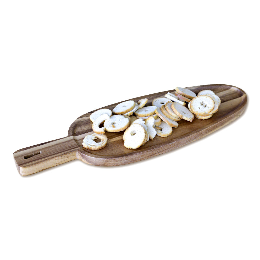 DECCARO Servierplatte Acacia, oval, längliche Form mit Holzsteg als Griff, aus braunem Akazienholz. Zeitloses, elegantes Design. 