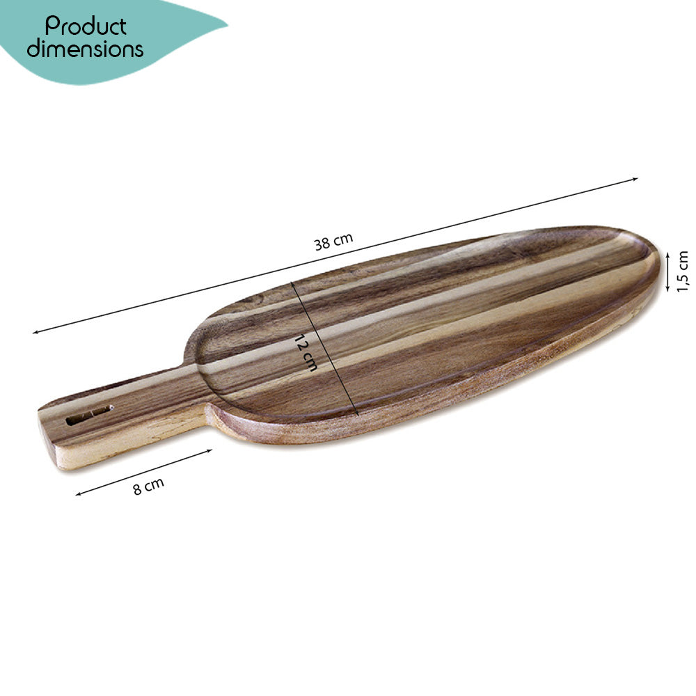 DECCARO Servierplatte Acacia, oval, längliche Form mit Holzsteg als Griff, aus braunem Akazienholz. Zeitloses, elegantes Design. 