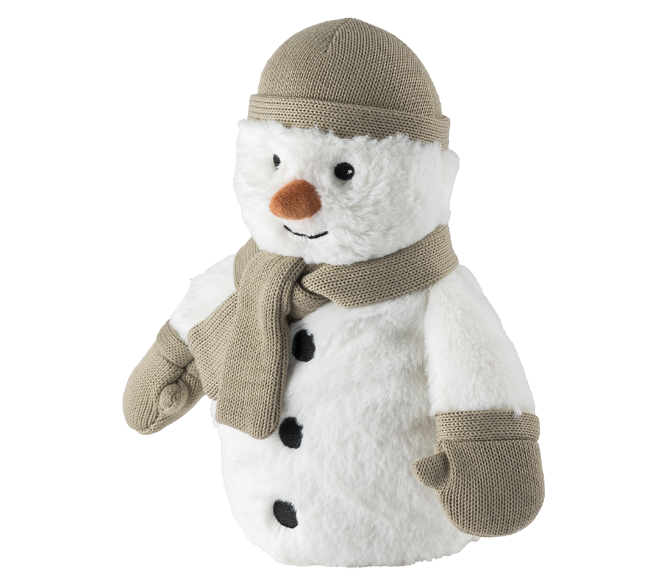 Warmies Schneemann, weiß-grau, mikrowellengeeignetes Wärmestofftier, das Wärme speichert und angenehm duftet