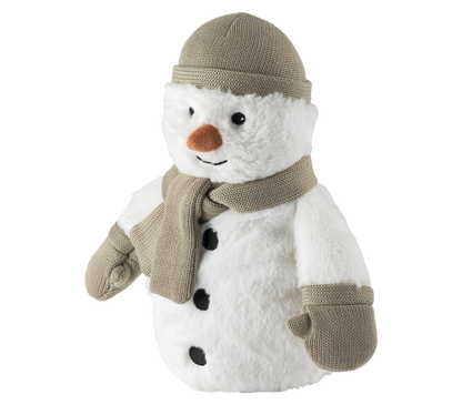 Warmies Schneemann, weiß-grau, mikrowellengeeignetes Wärmestofftier, das Wärme speichert und angenehm duftet
