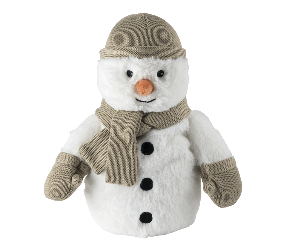 Warmies Schneemann, weiß-grau, mikrowellengeeignetes Wärmestofftier, das Wärme speichert und angenehm duftet