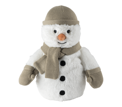Warmies Schneemann, weiß-grau, mikrowellengeeignetes Wärmestofftier, das Wärme speichert und angenehm duftet