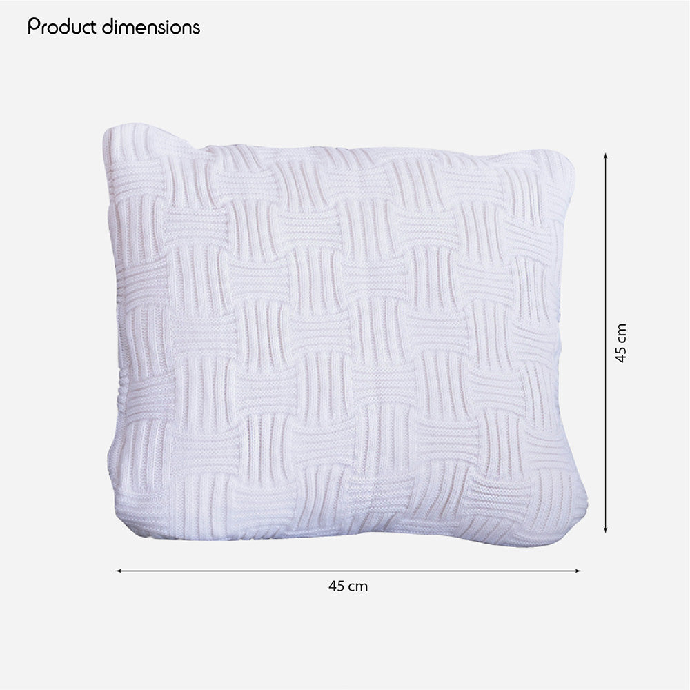 DECCARO Kissenhülle Square aus Strickgewebe mit modernem, streifenförmigem Webmuster, Größe 45 x 45 cm, quadratisch, weiß
