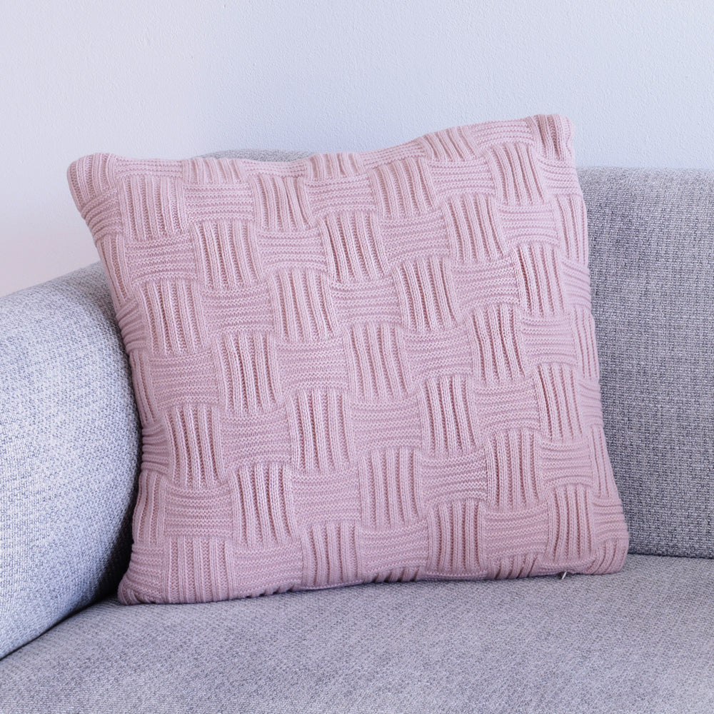 DECCARO Kissenhülle Square aus Strickgewebe mit modernem, streifenförmigem Webmuster, Größe 45 x 45 cm, quadratisch, rosa 1 Stück