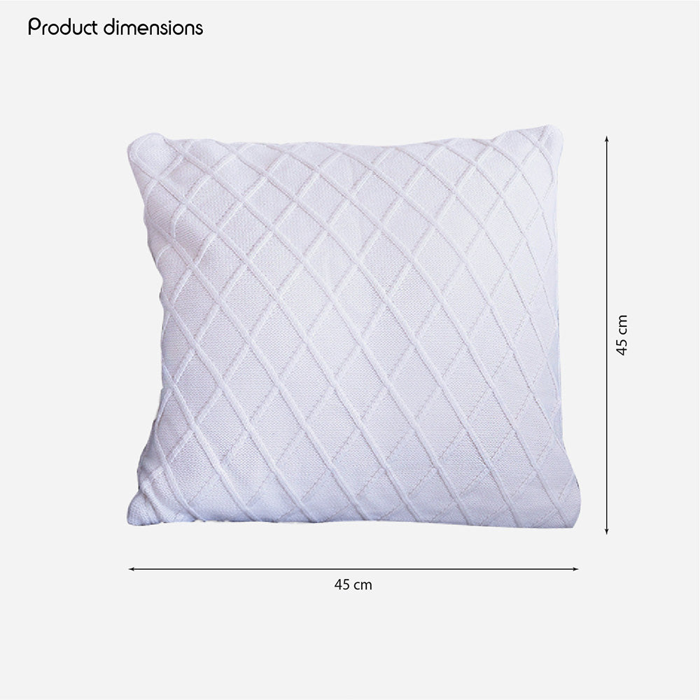 DECCARO Kissenhülle Diamond aus Strickgewebe mit modernem, rautenförmigem Webmuster, Größe 45 x 45 cm, quadratisch, weiß