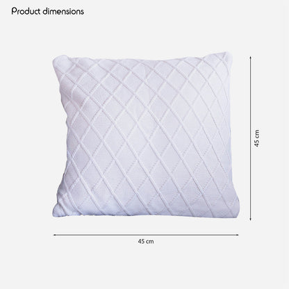 DECCARO Kissenhülle Diamond aus Strickgewebe mit modernem, rautenförmigem Webmuster, Größe 45 x 45 cm, quadratisch, weiß