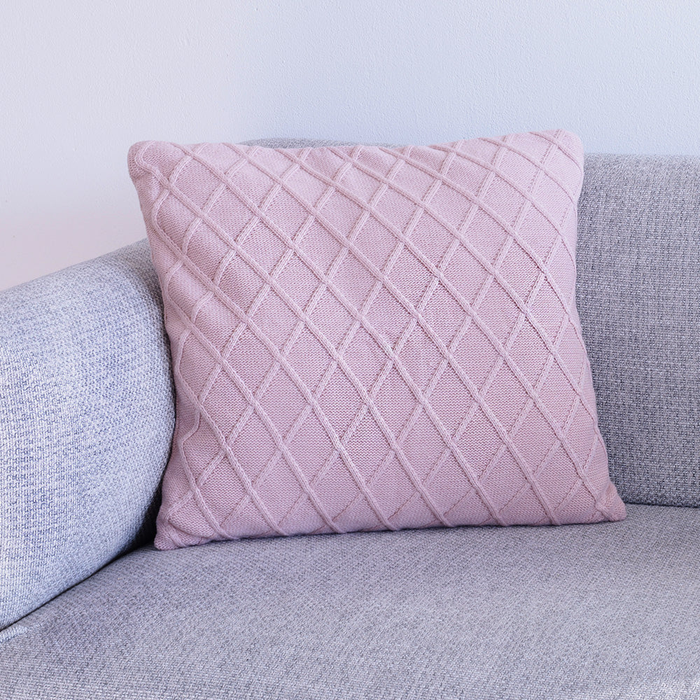 DECCARO Kissenhülle Diamond aus Strickgewebe mit modernem, rautenförmigem Webmuster, Größe 45 x 45 cm, quadratisch, rosa