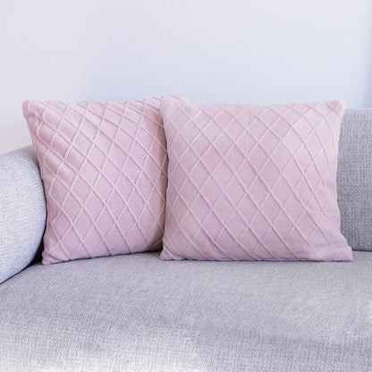 DECCARO Kissenhülle Diamond aus Strickgewebe mit modernem, rautenförmigem Webmuster, Größe 45 x 45 cm, quadratisch, rosa, 2 Stück