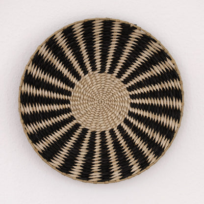 Deccaro Wandkorb Boho Sun, groß, beige/schwarz gestreift. innen beige, der restliche korb ist beige/schwarz in form ähnlich sonnenstrahlen