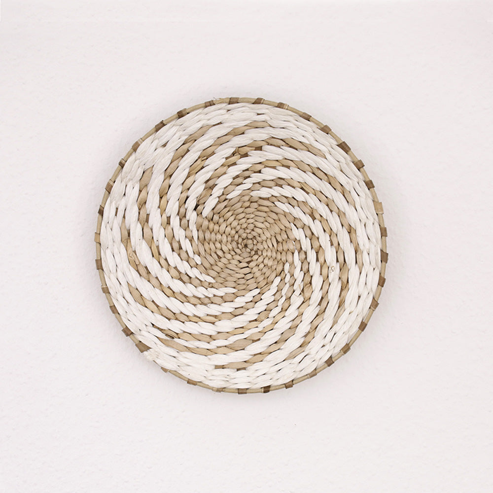 Deccaro Wandkorb Boho Swirl weiß, klein, beige/weiß gemustert.