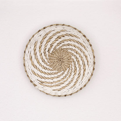Deccaro Wandkorb Boho Swirl weiß, klein, beige/weiß gemustert.
