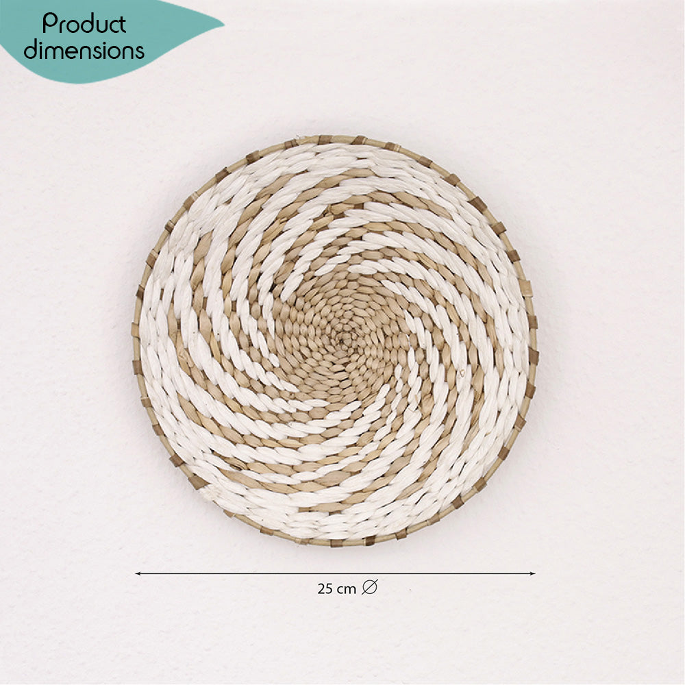 Deccaro Wandkorb Boho Swirl weiß, klein, beige/weiß gemustert. Durchmesser 25 cm