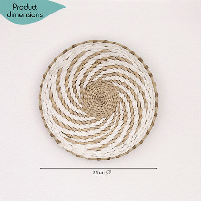 Deccaro Wandkorb Boho Swirl weiß, klein, beige/weiß gemustert. Durchmesser 25 cm