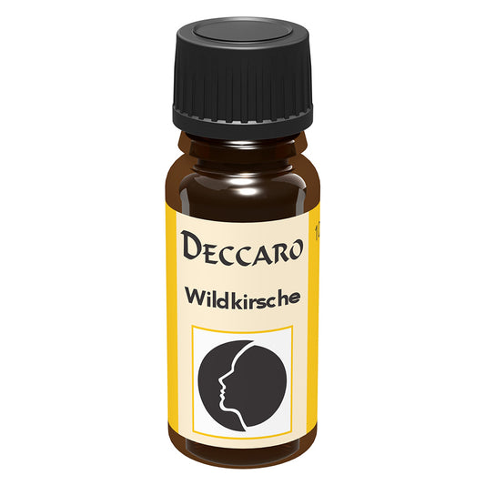 DECCARO Aromaöle zur Wohnraum-Aromatisierung. Inhalt 10ml, Parfüm-Öl Duftrichtung Wildkirsche, geschlossene Flasche
