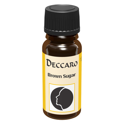 DECCARO Aromaöle zur Wohnraum-Aromatisierung. Inhalt 10ml, Parfüm-Öl Duftrichtung Brown Sugar, geschlossene Flasche