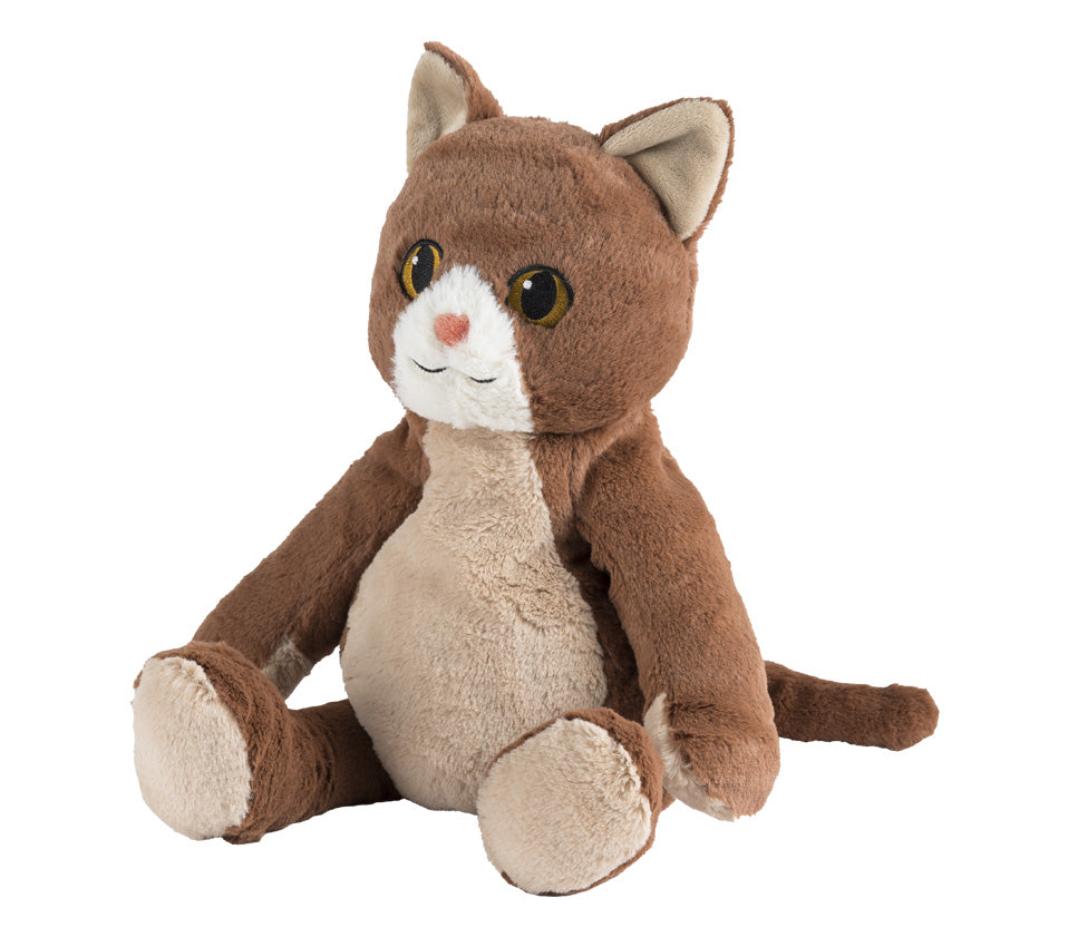 Warmies Katze sitzend braun, mikrowellengeeignetes Wärmestofftier, das Wärme speichert und angenehm duftet