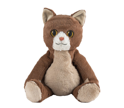 Warmies Katze sitzend braun, mikrowellengeeignetes Wärmestofftier, das Wärme speichert und angenehm duftet