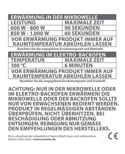 nutzungsangaben warmies