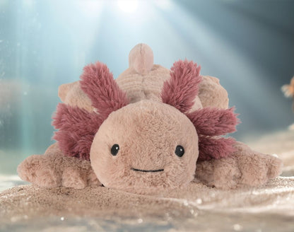 Warmies Axolotl, mikrowellengeeignetes Wärmestofftier, das Wärme speichert und angenehm duftet, KI generiertes Bild