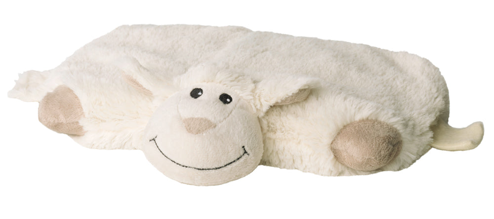 Warmies Multi Wärmekissen Schaf, weiß-beige, mikrowellengeeignetes Wärmestofftier, das Wärme speichert und angenehm duftet, Ansicht flachliegendes Kissen